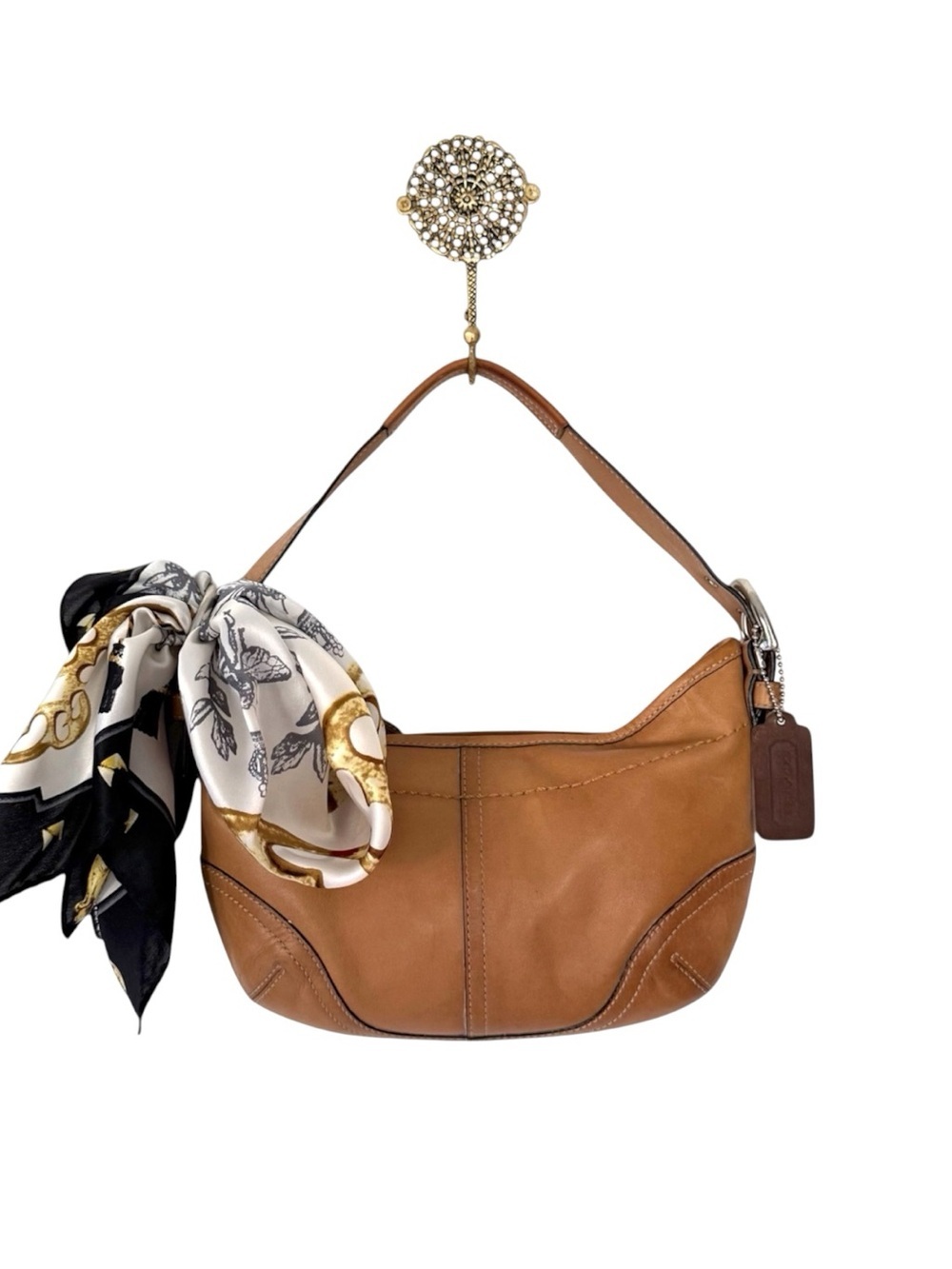 VINTAGE COACH TAN LEATHER HOBO SHOULDER BAG - AUTHENTIC